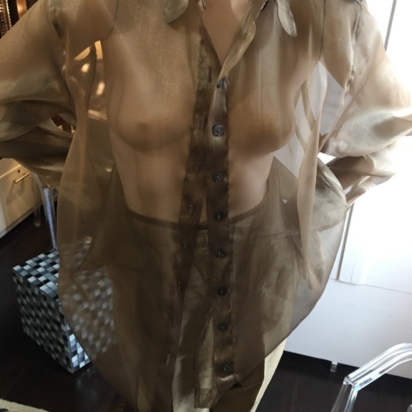 Vintage90’s The Limited sheer blouse with matching pants gold - Picture 5 of 14